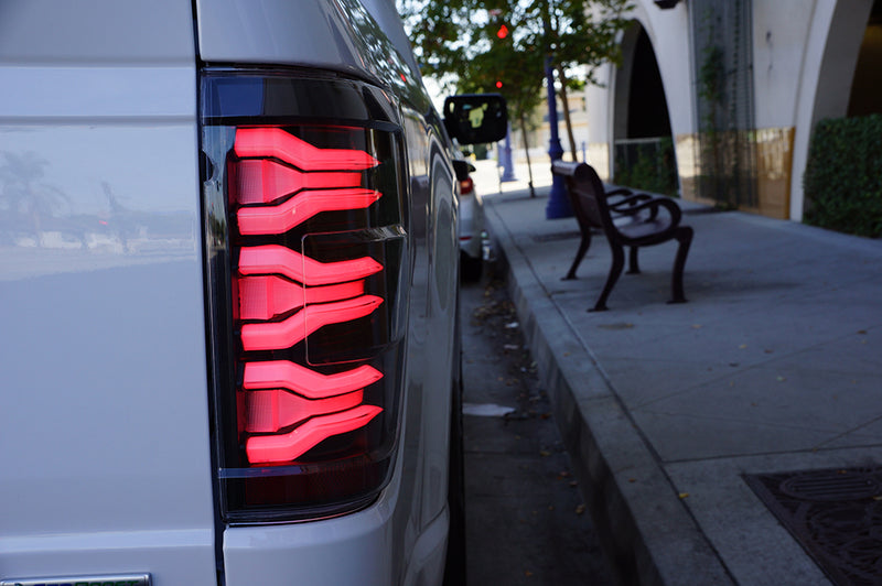 AlphaRex 21-22 Ford F150 LUXX-Series LED Tail Lights Black-Red