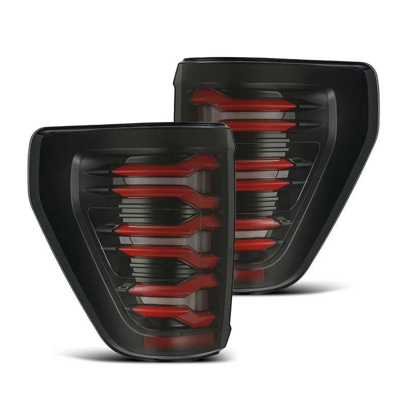 AlphaRex 21-22 Ford F150 LUXX-Series LED Tail Lights Black-Red